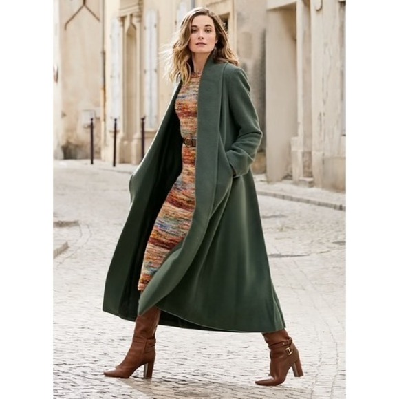 Peruvian Connection Women's Decades Coat Alpaca Wool Blend Long Coat Green- XS - Picture 1 of 8